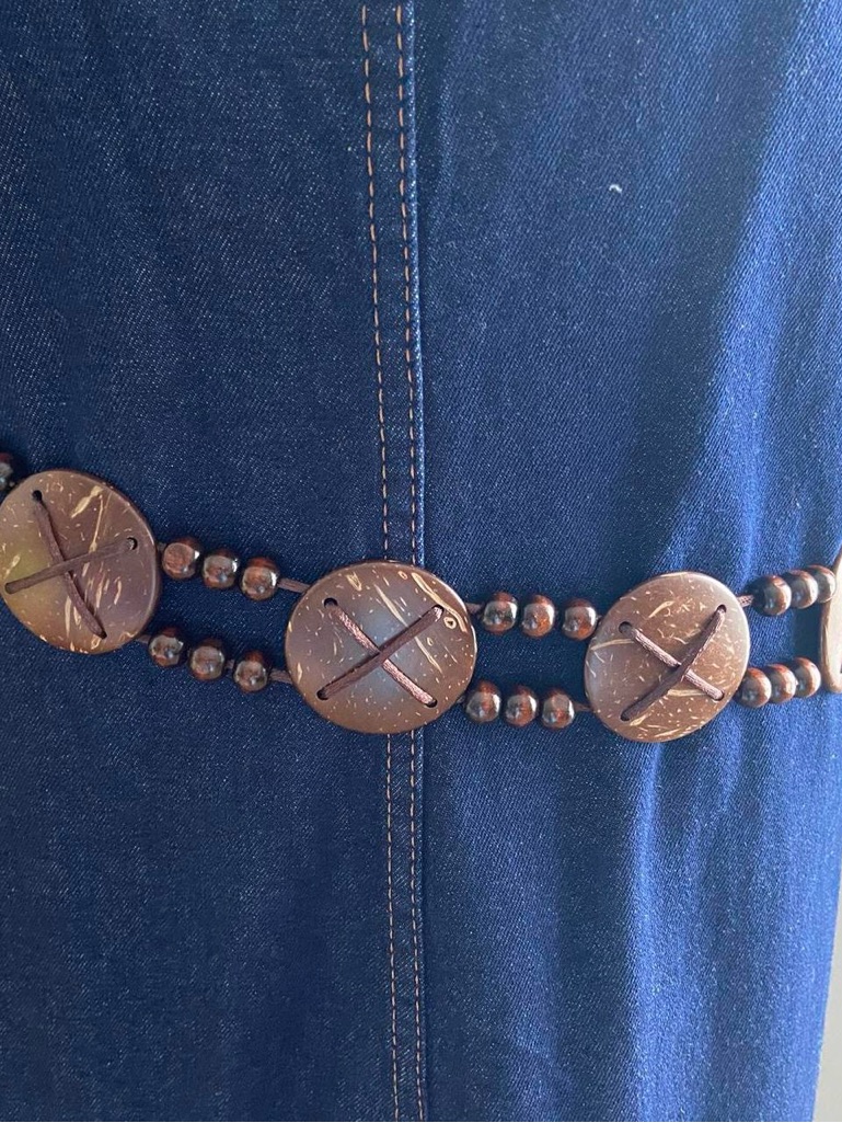 Handmade Brown Beaded Coconut Shell Belt - Women’s Boho Accessory